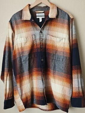 Arizona Plaid Button-Up Shirt in Navy, Rust & Cream